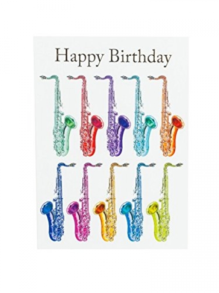 Preview: Happy Birthday Card - Jazzy Saxophone Design
