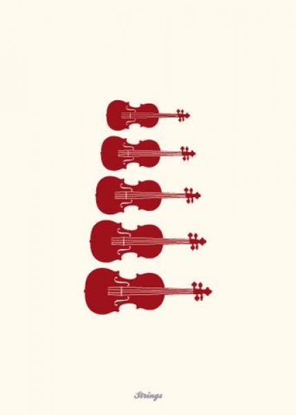 Preview: Vintage Greeting Card - String Instruments