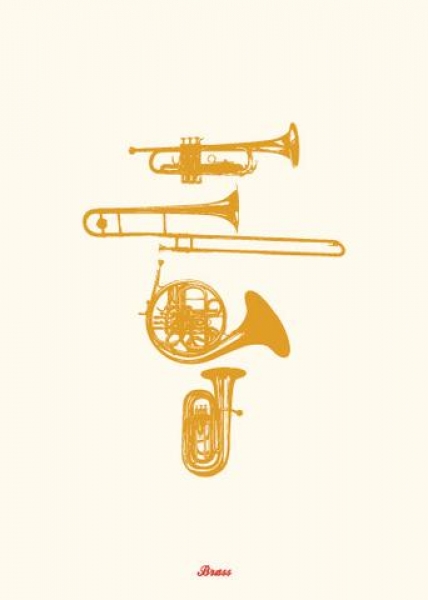 Preview: Vintage Greeting Card - Brass Instruments