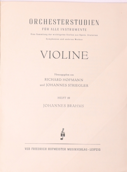 Orchesterstudien, Violine Heft 19 Johannes Brahms