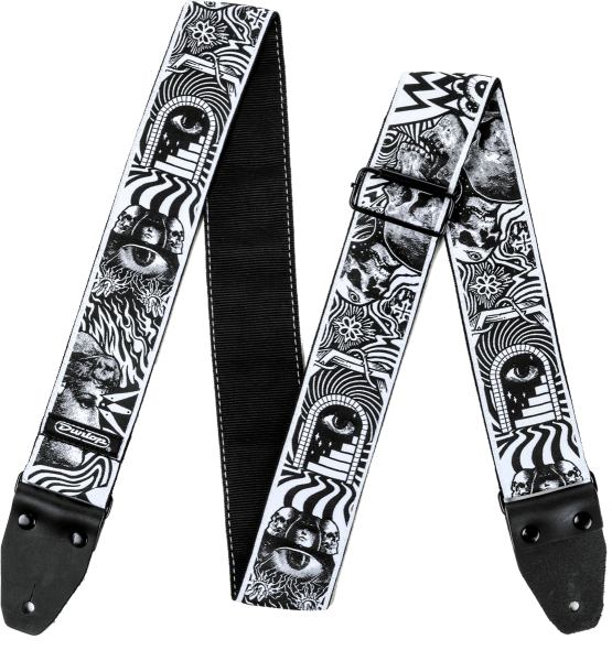 Dunlop ILD04 I Love Dust Strap - Skulls - Black/White