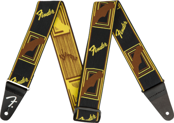 Fender WeighLess Monogram Strap Black/Yellow/Brown