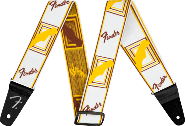 Fender WeighLess Monogram Strap White/Brown/Yellow