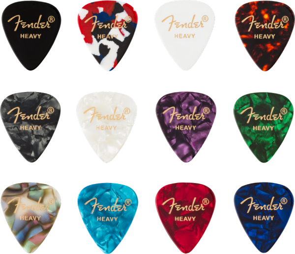 Fender 351 Shape Celluloid Medley Heavy 12er Pack