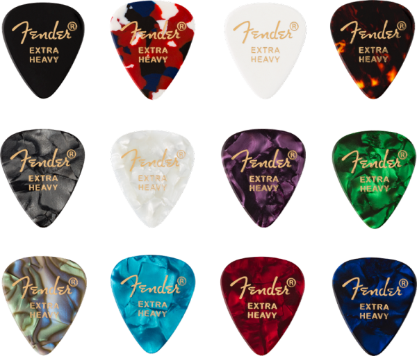 Fender 351 Shape Celluloid Medley Extra Heavy 12er Pack