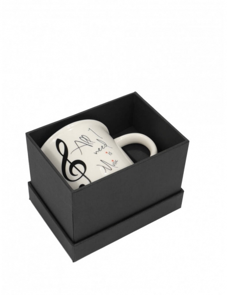 Tasse ''All I need is music'' weiß 350ml