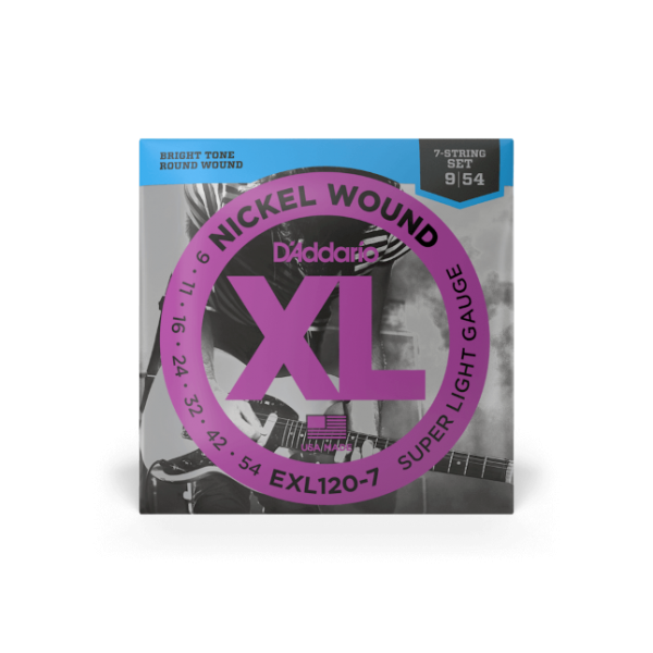 D'addario EXL120-7 Nickel Wound, 7-String, Super Light, 9-54