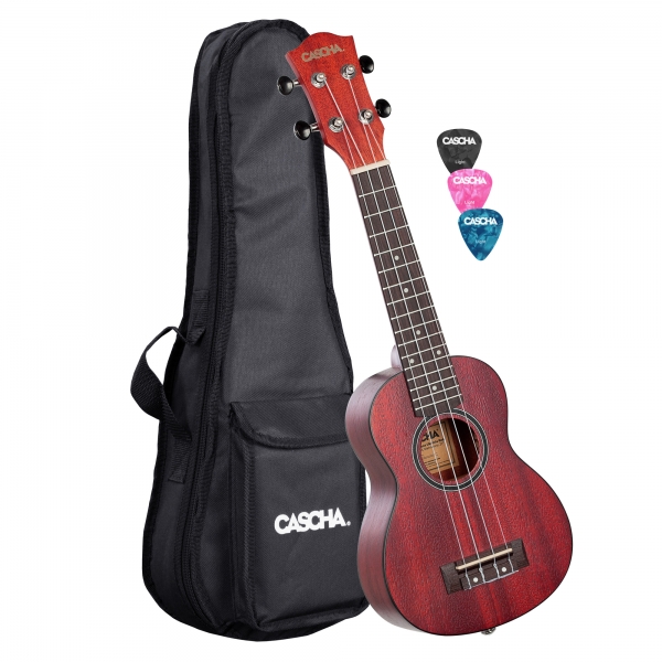 Cascha Ukulele Mahagoni Rot Set