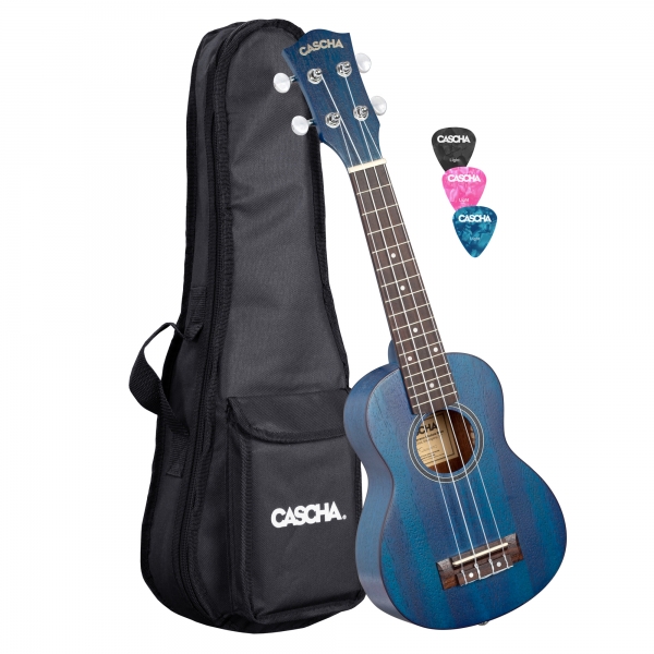 Cascha Ukulele Mahagoni Blau Set