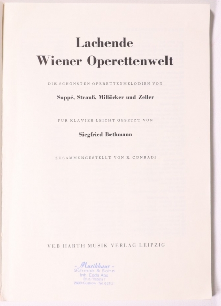 Lachende Wiener Operetten Welt - Klavier Siegfried Bethmann