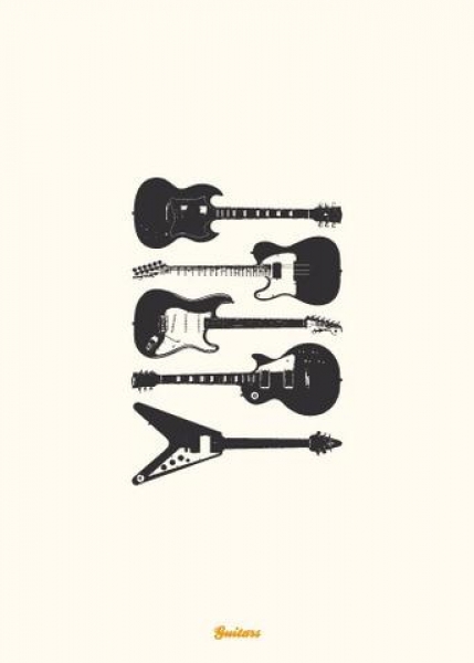 Vintage Greeting Card - Guitars