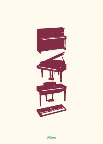 Vintage Greeting Card - Pianos