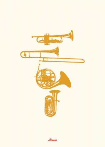 Vintage Greeting Card - Brass Instruments