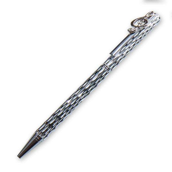 Silver Pen With Treble Clef Charm In Pouch