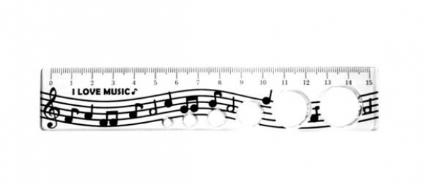 15cm Ruler: Music Notes Design