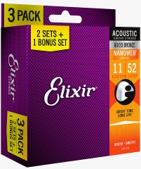 Elixir 16538 3/2 Bronze 011/052 Nanoweb Bonus-Pack