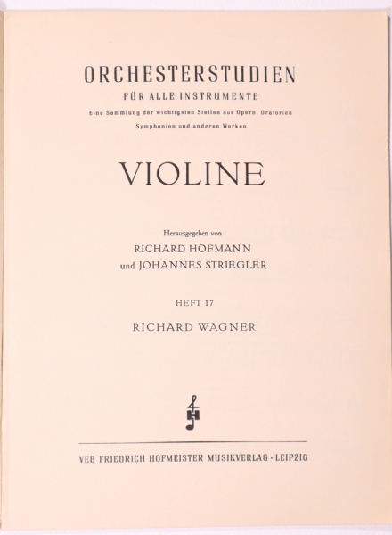 Orchesterstudien, Violine Heft 17 Richard Wagner