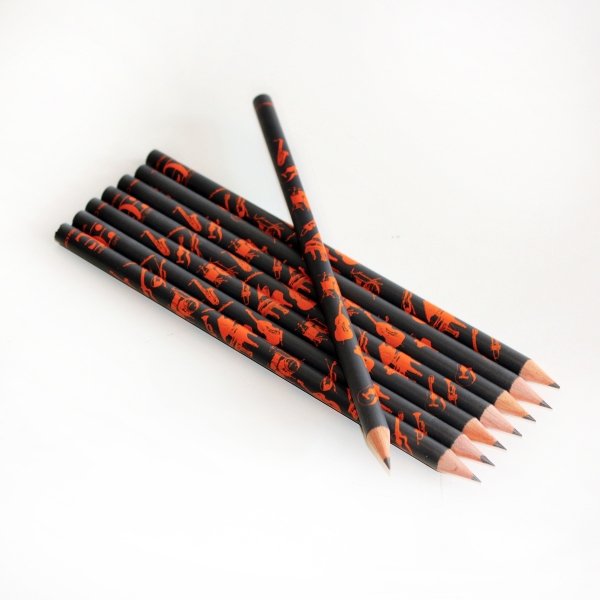 Bleistift verschiedene Musikinstrumente schwarz